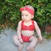 Itsy bitsy teeny weeny Red & white polka dot bikini swimsuit Baby size 0 to 12 mos. 