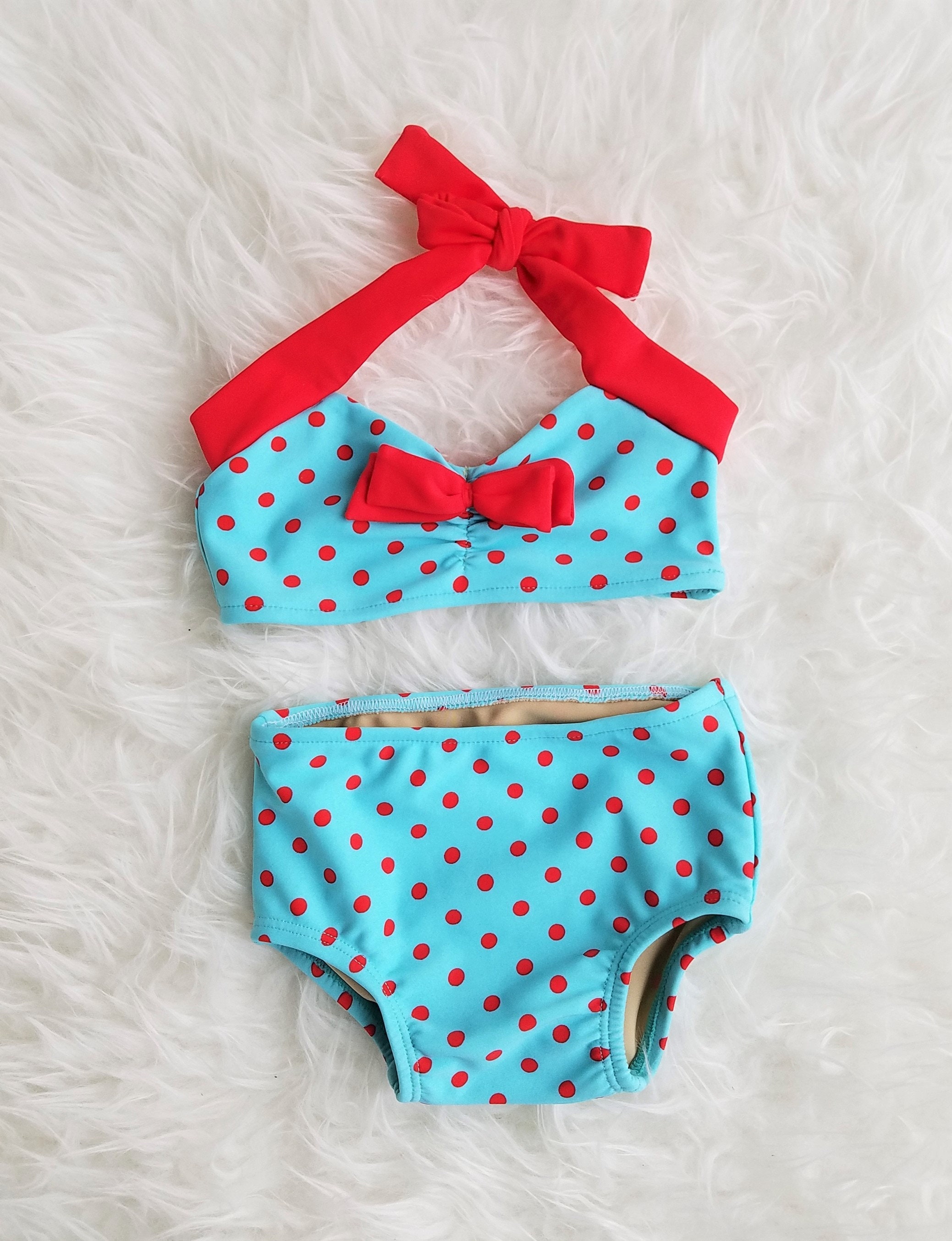 Aoksee Girls Holiday Cute Solid Bikini Set Two Piece Swimsuit Bathing Suit Swimwear Gifts for Kids Green, Kids Unisex, Size: 140