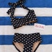 Itsy bitsy teeny weeny Black polka dot bikini vintage swimsuit Baby size newborn to 12 months 