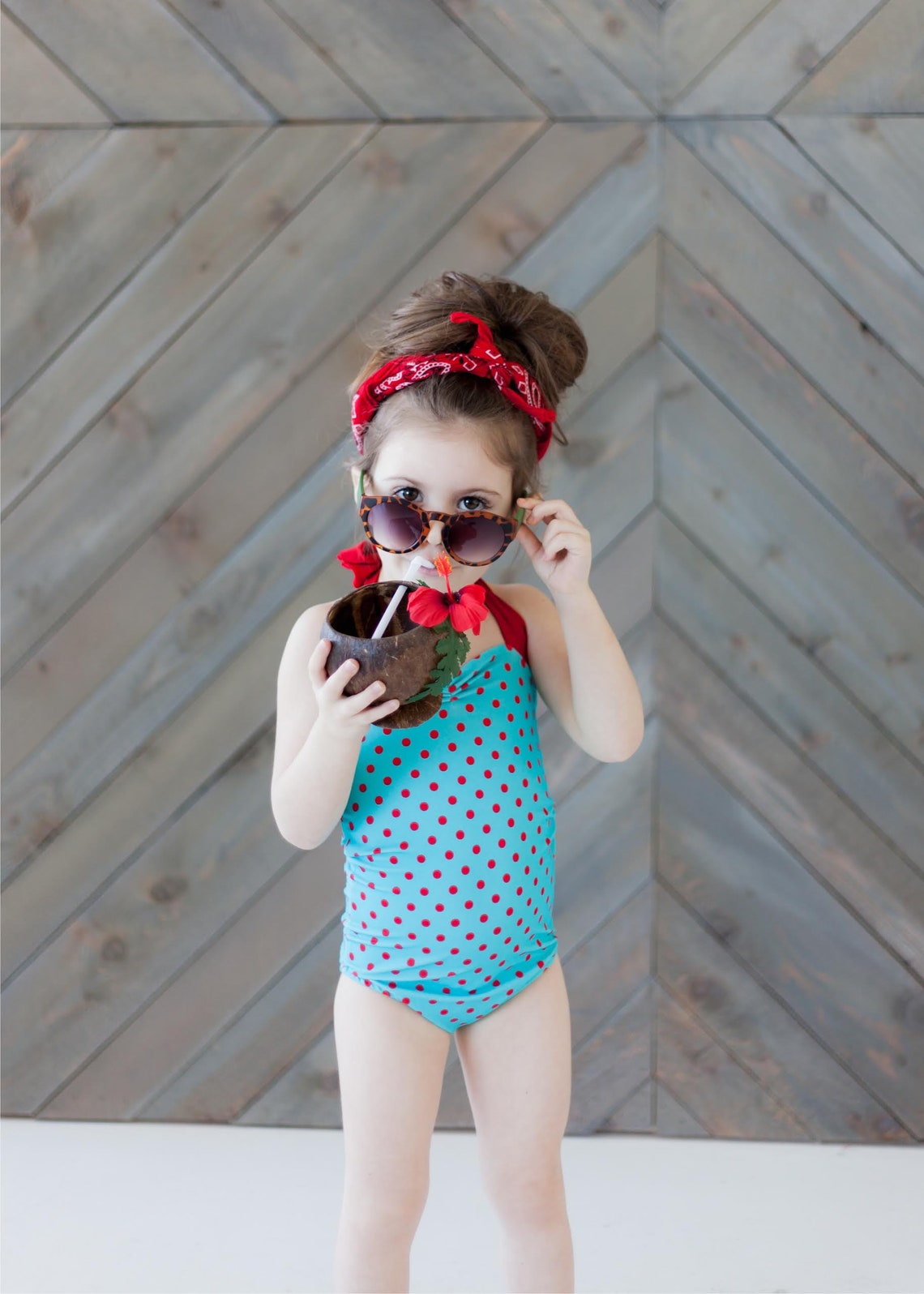 Aqua & Red Polka Dot Retro One Piece Baby Girl Swimsuit Onesie - Etsy