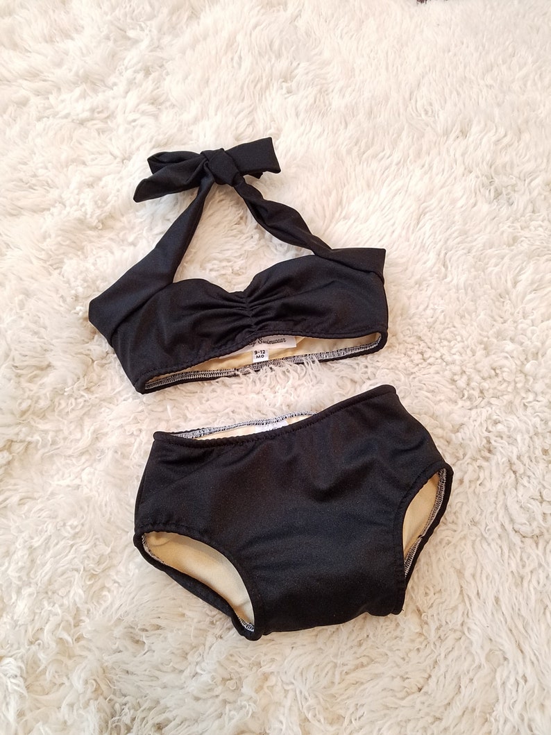 Itsy bitsy teen weeny retro solid black bikini Baby sizes 