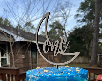 One Year Old Moon Cake Topper