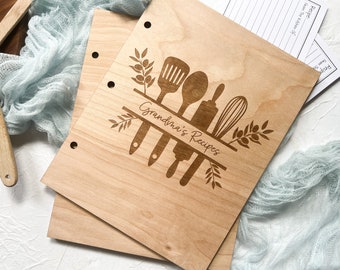 Grandma's Recipes Book | Personalized Recipe Book | Custom Laser Engraved Wooden Recipe Book