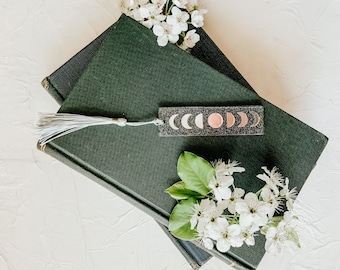 Moon Phases Glitter Bookmark