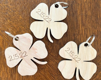 Custom Wood Clover Keychain