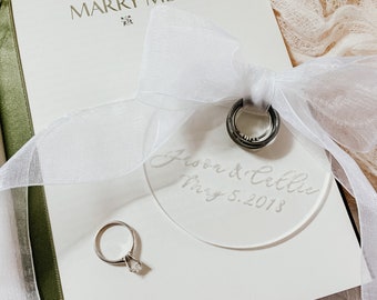 Custom Engraved Acrylic Wedding Ring Holder: Modern Ring Bearer