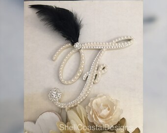 Gatsby Cake Topper Pearl Cake Topper Monogram Cake Topper Wedding Cake Topper Gatsby Topper Monogrammed Topper Wedding Decor Cake Toppers