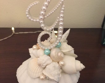 Ready to Ship Ready to Purchase Shell Cake Topper Seashell Cake Topper Beach Cake Topper Destination Wedding Beach Wedding Letter G