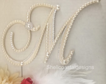 Pearl Cake Topper Wedding Cake Topper Monogram Cake Topper Custom Cake Topper Gatsby Cake Topper Cake Decorations Winter Wedding