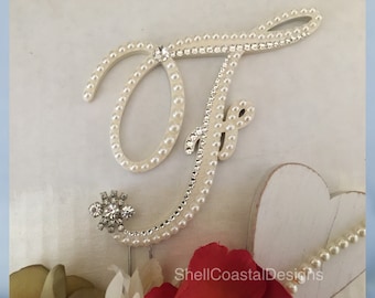 Custom Cake Topper Letter F Pearl Cake Topper Bling Cake Topper Monogram Cake Topper Wedding Cake Topper Anniversary Cake Birthday