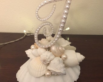 Ready to Ship Ready to Purchase Shell Cake Topper Seashell Cake Topper Beach Cake Topper Monogram Cake Topper Destination Wedding