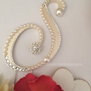 Wedding Cake Topper Ready To Purchase Ready To Ship Letter S Pearl Cake Topper Monogram Cake Topper Swarovski Cake Topper Cake Topper
