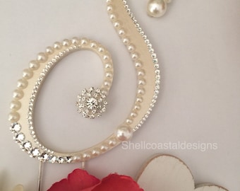 Ready TO SHIP Wedding Cake Topper Ready To Purchase Ready To Ship Letter S Pearl Cake Topper Monogram Cake Topper Swarovski Cake Topper