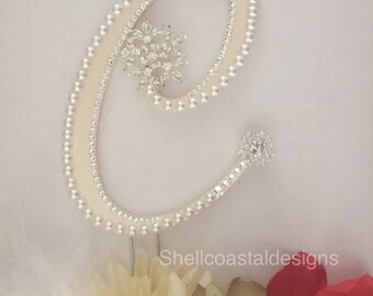 Wedding Cake Topper Pearl Cake Topper Monogram Cake Topper Custom Cake Topper Gatsby Cake Topper Cake Decorations Destination Wedding