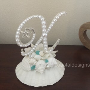 Listo para enviar Listo para comprar Shell Cake Topper Seashell Cake Topper Beach Cake Topper Playa Boda Destino Boda Carta J