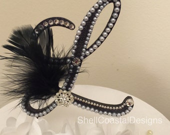 Wedding Cake Topper Ready to Ship Ready to Purchase  Monogram Cake Topper Pearl Cake Topper Cake Topper Gatsby Cake Topper Gatsby Wedding
