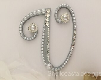 Monogram Cake Topper Wedding Cake Topper Pearl Cake Topper Rustic Cake Topper Custom Cake Topper Gatsby Cake Topper Gatsby Wedding