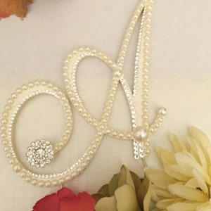 Custom Cake Topper Pearl Wedding Cake Topper Monogram  Cake Topper w/Swarovski Crystals Letter A Resort Wedding Destination