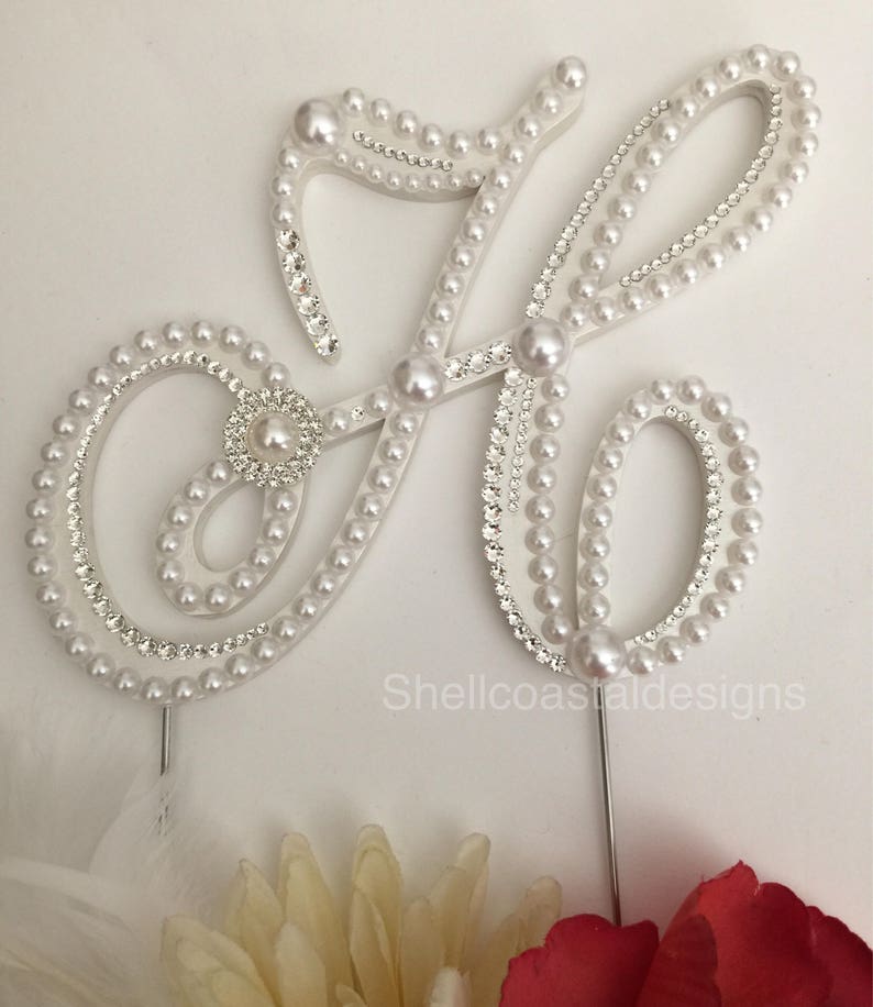 Wedding Cake Topper Monogram Cake Topper Crystal Cake Topper Etsy