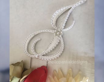 Wedding Cake Topper Pearl Cake Topper Monogram Cake Topper Crystal Cake Topper Rustic Cake Topper Gatsby Cake Topper Wedding Letter J