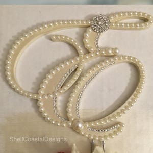 Wedding Cake Topper Pearl Cake Topper Custom Cake Swarovski Crystal Cake Topper Quinceanera Cake Topper Anniversary Cake Topper Letter E