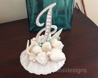 Ready to Ship Ready to Purchase Shell Cake Topper Seashell Cake Topper Beach Cake Topper Monogram Cake Topper Beach Wedding Letter J