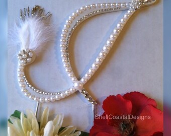 Wedding Cake Topper Pearl Cake Topper Monogram Cake Topper Custom Cake Topper Gatsby Cake Topper Gatsby Wedding Cake Decoration