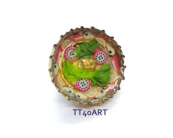 Handmade Resin Salad Pin - Recycled Jewelry