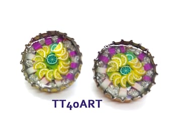 Handmade Resin Salad Earrings - Recycled Jewelry