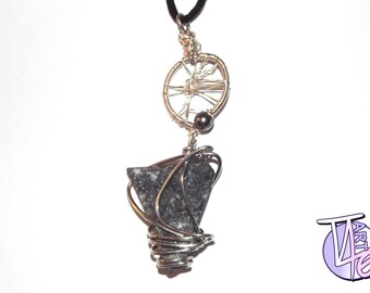 Wire Wrapped Diorite Pendant and Necklace