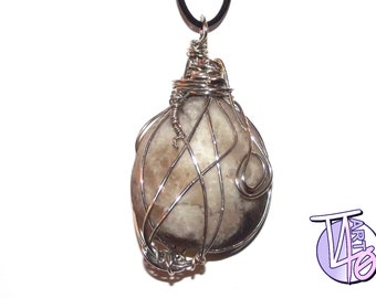 Large Wire-Wrapped Quartz Pendant