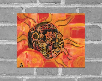 Original 10 × 8 inch Abstract Steampunk Painting