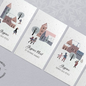 Village | Plantable Christmas cards | Plantable seed paper | Greeting cards with Wildflowers | Set of Christmas cards