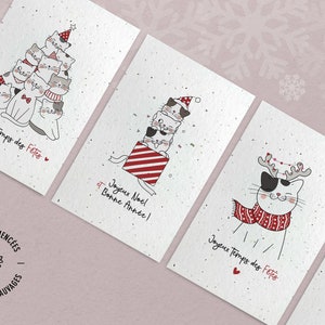 Cats | Plantable Christmas cards | Plantable seed paper | Greeting cards with Wildflowers | Set of Christmas cards