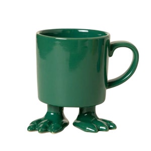 Ceramic Dinosaur Footed Mug © | Green