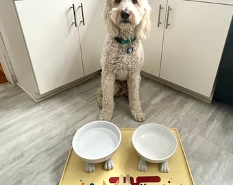 Designer Silicone Dog Mats! Make your dog happy, keep your kitchen clean.