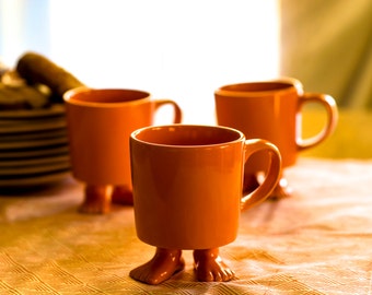 Orange Footed Mug Ceramic *Explorers Collection* Sure to Bring a Smile to Your Day!