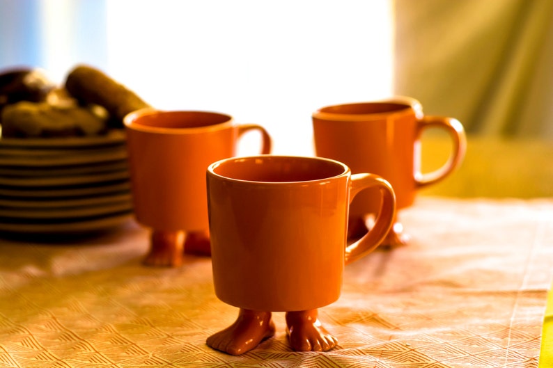 Orange Footed Mug Ceramic Explorers Collection Sure to Bring a Smile to Your Day image 1