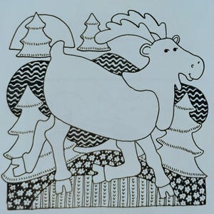 May include: An orange package featuring a "Merry Moose" appliqué pattern. The design includes a moose with trees and the text "An Appliqué Pattern from Yours Truly." The finished size is approximately 12 in. x 12 in.