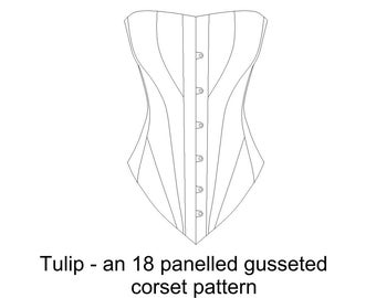 Corset Pattern Edith an 8 Panel Gusseted Demi-bust Corset Pattern