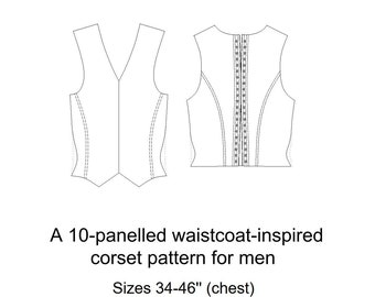 Men's corseted vest (waistcoat) pattern - sizes 34-48'' chest