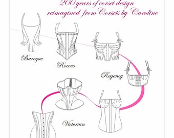 E BOOK! 200 years of corset design reimagined - a collection of 10 patterns from 1715-1915