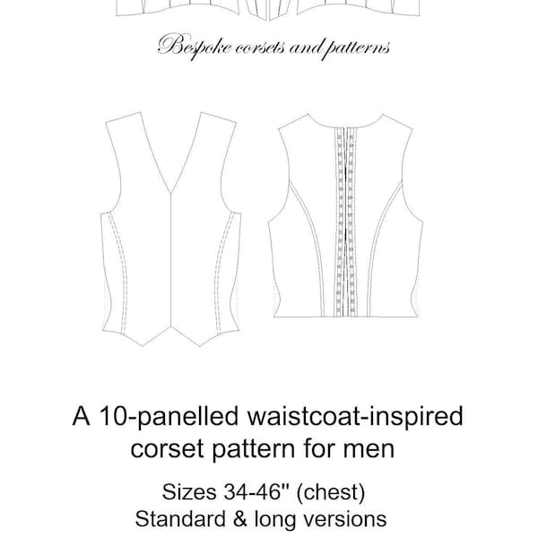 Men's corseted vest (waistcoat) pattern - sizes 34-48'' chest