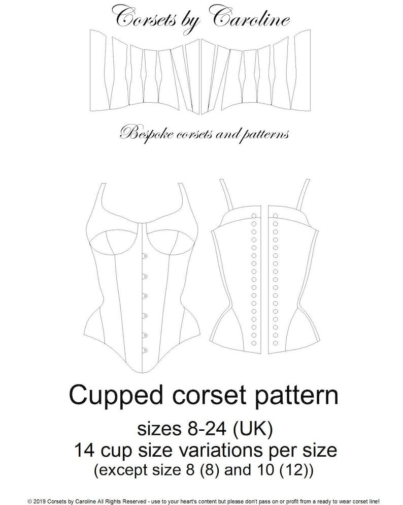 Cupped Corset Pattern Abi a Multicup Sized Cupped Etsy