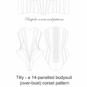 Corset Pattern TILLY the 14 Panelled Over-bust Bodysuit Sizes UK 8-22 ...