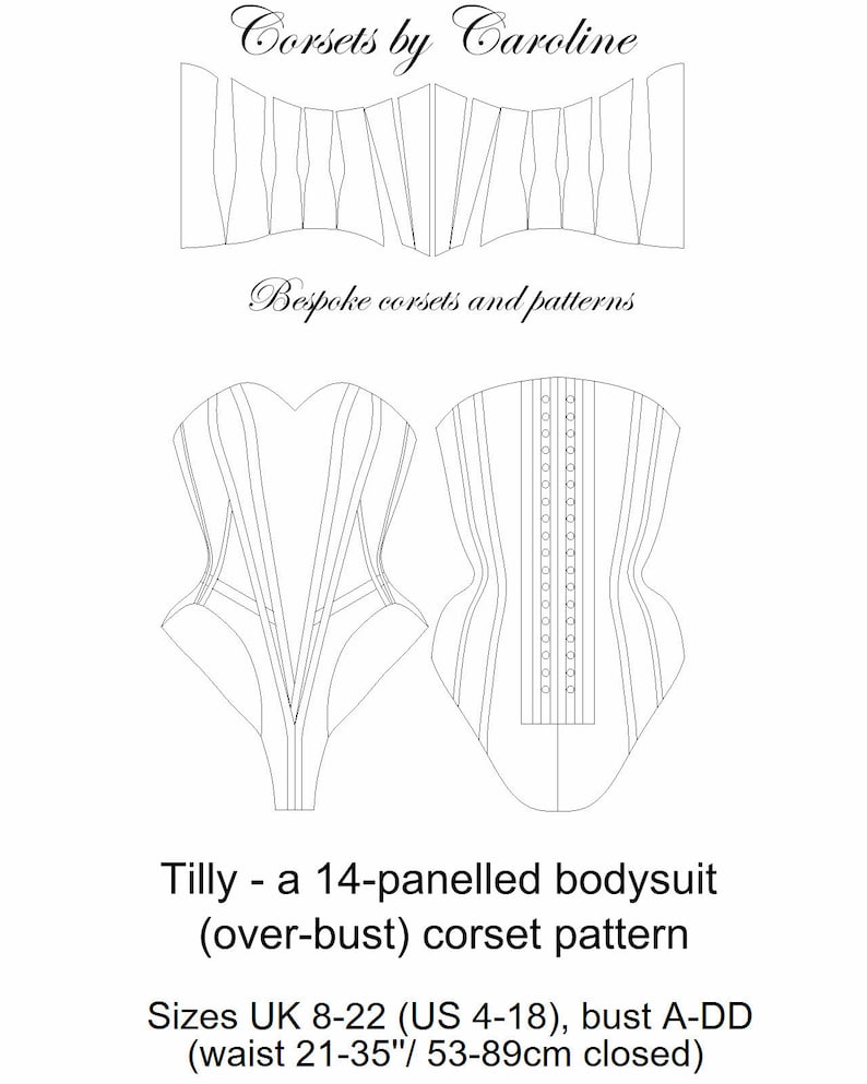Corset Pattern TILLY the 14 Panelled Over-bust Bodysuit - Etsy