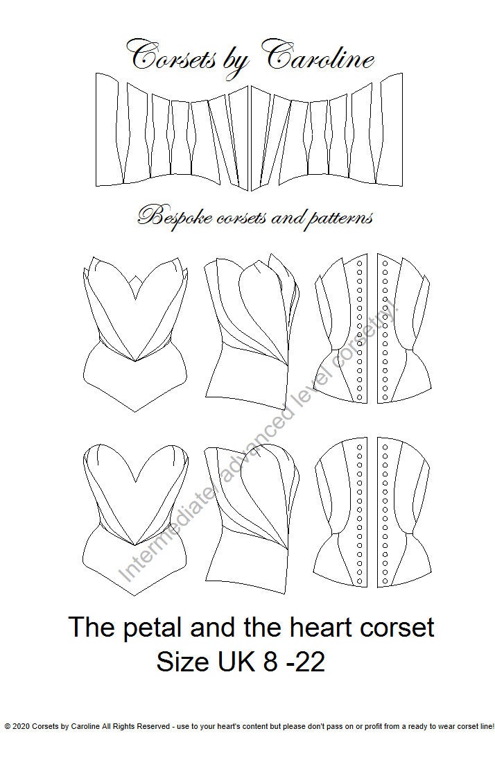 Corset Pattern the Petal & the Heart Corset Sizes Uk 8 us 4 | Etsy