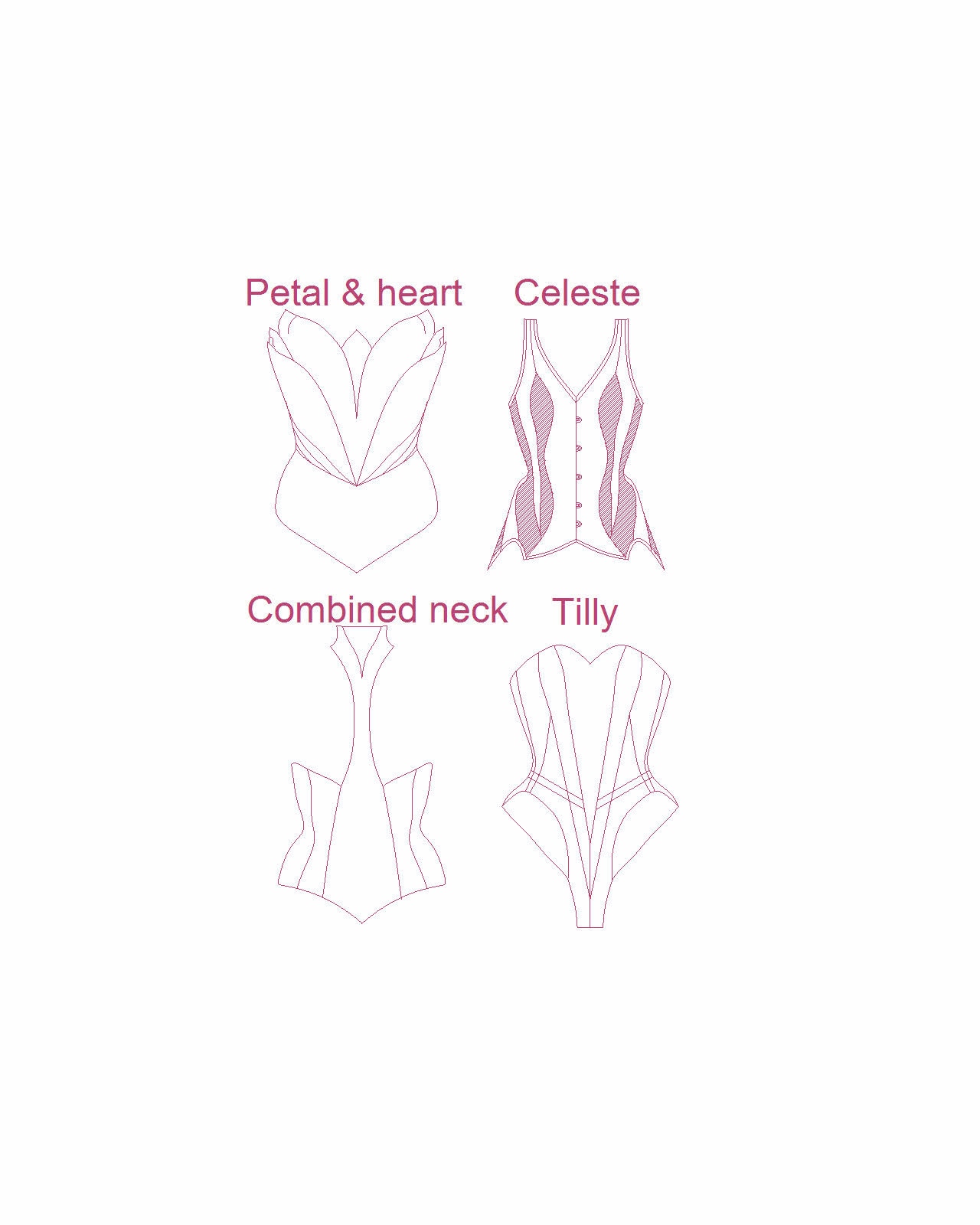 Contemporary Corset Pattern Collection a Selection of Four Modern