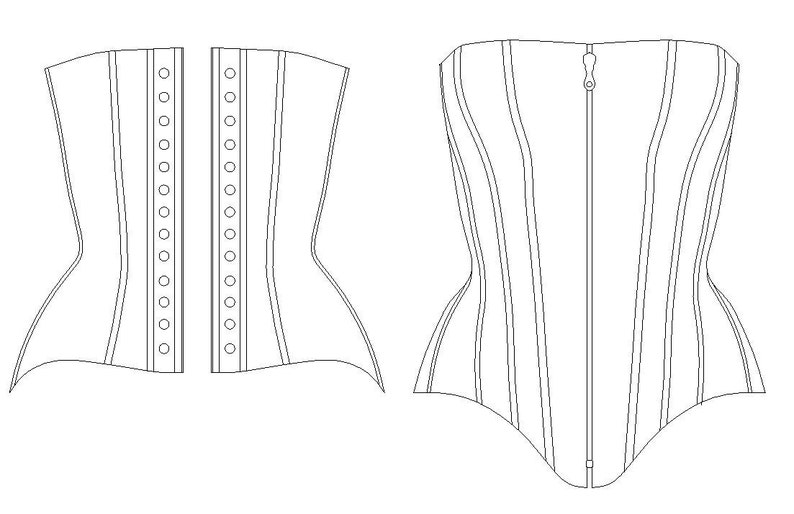 Patrón de corsé Grace: un moderno patrón de corsé sobre el busto de 14 paneles, talla Reino Unido 8-28, EE. UU. 4-24 cintura 22-42'' imagen 6