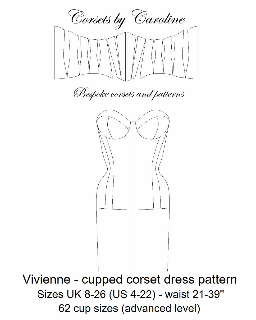 Cupped Corset Dress Pattern Vivienne in Sizes UK826 US Etsy